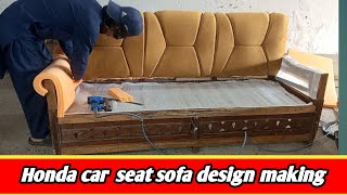 How to make a latest Honda car seat sofa design 2024 making full cushion velvet Taseercushionmaker [upl. by Eyllom120]