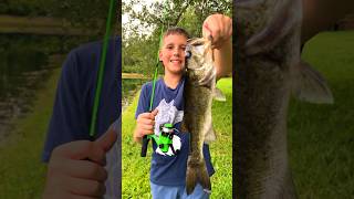 How to Catch a Big Bass with the Smallest tiny Fishing Rod Kids Fishing kidfishing fishing [upl. by Kotz237]