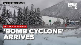 Bomb cyclone arrives in the Northwest with damaging winds rain and snow [upl. by Stace]