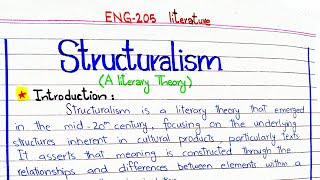 Structuralism  A literary Theory ENG205 4thsememster pu [upl. by Oetsira]