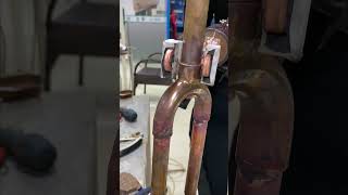 Y shaped copper tube weldinginduction welding heating brazing machine [upl. by Nuahsar]