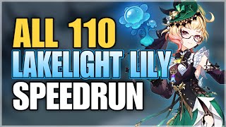 All 110 Lakelight Lily Locations  Efficient Farming Route  Emilie Ascension Materials I Genshin [upl. by Janetta]