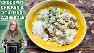 SLOW COOKER CHICKEN STUFFING Green Bean Casserole in Crockpot [upl. by Buff]