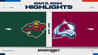 NHL Highlights  Wild vs Avalanche  March 8 2024 [upl. by Batruk]