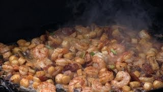 SmokingPitcom  Cajun Shrimp amp Bay Scallops Recipe  Cooked on a griddle on a Yoder YS640 [upl. by Constancy953]