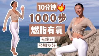 10分钟踏步燃脂有氧1000步｜无跳跃，经期友好，简单易跟【周六野Zoey】 [upl. by Donielle235]