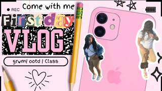 GRWM  FIRST DAY OF SCHOOL  mini school vlog friends etc [upl. by Elie]