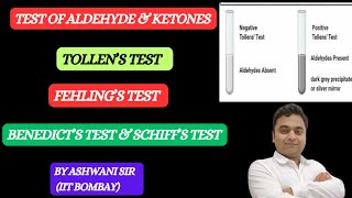 TOLLENS FEHLINGS BENEDICT S amp SCHIFFS TEST FOR ALDEHYDES  ALDEHYDE KETONE CHEMISTRY CLASS 12 [upl. by Battat]