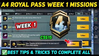 A4 WEEK 1 MISSION 🔥 PUBG WEEK 1 MISSION EXPLAINED 🔥 A4 ROYAL PASS WEEK 1 MISSION 🔥 C5S15 RP MISSIONS [upl. by Zachary]