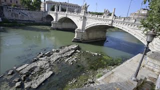 Hidden ancient Roman Bridge of Nero emerges from the Tiber River [upl. by Kenwrick]