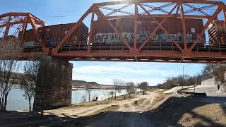 Train Bridge over Rio Grande Piedras Negras Coahuila Mexico to Eagle Pass Texas USMexico Border [upl. by Cynthla]