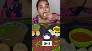 1 PLAT MOMOS 1 PLAT PANIPURI EATING IN 45 SECOND ♥️trending shorts youtubeshorts video asmr [upl. by Maram563]