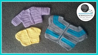 Cardigan Crochet Tutorial  Various Child Sizes [upl. by Sidwel50]