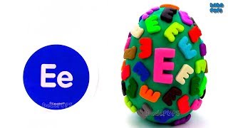 LearnELetterSpelling Words that Start with the Letter ESurprise Egg Play Doh Lesson 5 [upl. by Suivatnod]