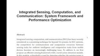 Integrated Sensing Computation and Communication System Framework and Performance Optimization [upl. by Vernor334]