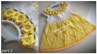 Crochet Baby Dress with Floral Yoke PatternFree Tutorial part 2 [upl. by Uzzial54]