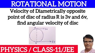 Diametrically opposite point of disc have velocity 3V and 6Vfind angular velocity of discRotation [upl. by Yecam628]