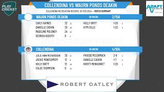 Geelong Cricket Association  Senior Women D Grade  Round 12  Collendina v Waurn Ponds Deakin [upl. by Rebmat]