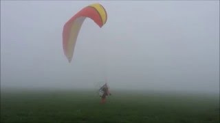 Paramotor takeoff into fog  flight over clouds [upl. by Peterman]