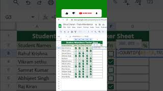 Students Attendance Tracker in Google Sheets  Shiva Charan shorts googlesheetstips googlesheets [upl. by Hnacogn]