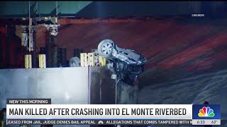 Man killed in crash into El Monte riverbed [upl. by Netti]