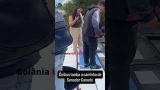 Ônibus do transporte coletivo sai da pista e tomba em ribanceira na GO536 em Senador Canedo [upl. by Haelem]