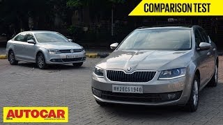 2013 Skoda Octavia vs Volkswagen Jetta  Comparison Test  Autocar India [upl. by Urien38]