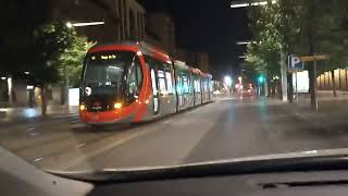 URBOS 100 Nuevo tranvía Zaragoza en pruebas de madrugada [upl. by Agbogla]