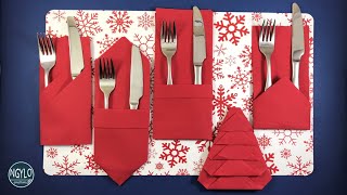 5 Easy ways to fold a paper Napkin for Christmas  Napkin Folding [upl. by Walter25]