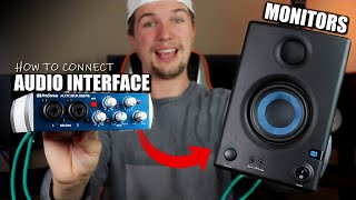 How to Connect Studio Monitors to Audio Interface  PreSonus Audiobox USB 96 amp NI Komplete Audio 1 [upl. by Dagny738]