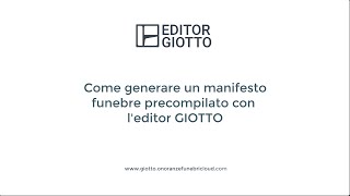 Editor Giotto  Creare un Manifesto Funebre  Tutorial [upl. by Akyre]