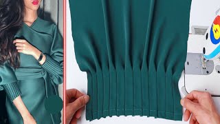 Very easy sleeve design with pin tucks to kurti cutting and stitching Sewing Tutorial and Technique [upl. by Atterol]