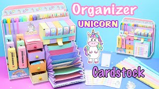 Unicorn 🦄 Desk Organizer from Cardstock  Paper Organizer  aPasos Crafts DIY [upl. by Norrehc886]