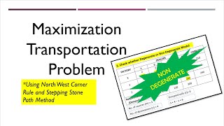 Maximization Transportation Problem Part 1 Initial Solution [upl. by Henley]