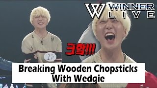 WINNER Live Breaking Wooden Chopsticks with Wedgie 20170415 [upl. by Krysta]