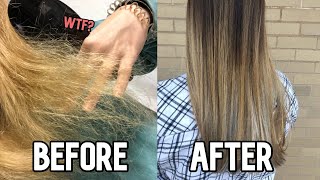 HOW I SAVED MY EXTREMELY DAMAGED HAIR  Tips for Fixing Broken Hair [upl. by Ojyram]