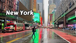 New York City Walk Times Square Rain 4k [upl. by Male916]