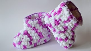 Пинетки из помпоновой пряжи Pom Pom crochet DIY [upl. by Yllop62]