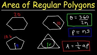 Area of Regular Polygons  Hexagons Pentagons amp Equilateral Triangles With Inscribed Circles [upl. by Nunnery]