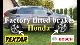 Honda  factory fitted brakes Bosch vs Textar [upl. by Avery]