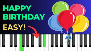 EASY Happy Birthday with Chords  Piano Tutorial BEGINNER [upl. by Nolrev110]