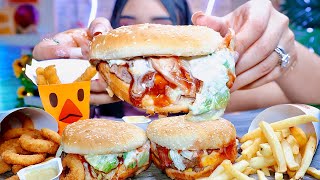 ASMR BURGER KING MUKBANG  EATING CHEESE WHOPPER BACON KING CHICKEN FRIES ONION RINGS messy [upl. by Dal282]