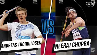 Neeraj Chopra 🆚 Andreas Thorkildsen  Javelin  Headtohead [upl. by Nueormahc]