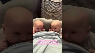 Can you hear their little feeding sounds 😍 twins newborns breastfeeding breastfeedingjourney [upl. by Philan967]