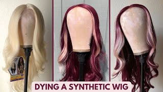 HOW TO DYE A SYNTHETIC WIG WITH RIT DYE  Sensationnel Butta Lace Unit 16 [upl. by Ilocin283]