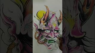 ✨colour pencil hannya mask✨ shorts youtubeshorts drawing hannya realistic colourdrawing art [upl. by Yenar]