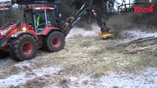 Backhoe loader mounted mulcher  HUDDIG mit Seppi Forstmulcher [upl. by Alvina]