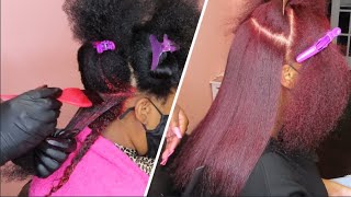 How to Dye Natural Hair Burgundy NO BLEACH  ft Loreal Technique [upl. by Luapnhoj]