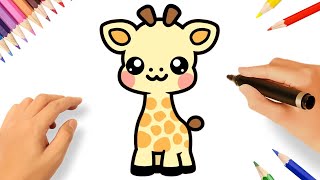 HOW TO DRAW A CUTE KAWAII GIRAFFE EASY 🦒❤️ [upl. by Jereme526]