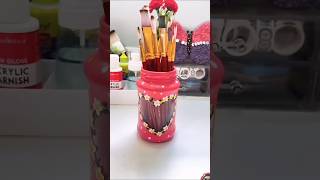 Diy pen holder using empty jar diy craft homedecor diycrafts penholder recycle youtubeshorts [upl. by Akemehc]